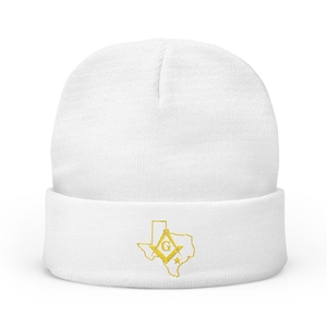 Texas Master Mason Beanie - Gold Square & Compass G Premium Knit <b>Winter</b> <b>Cap</b> - Product Image 2