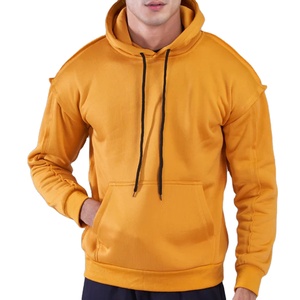 Sweat-shirts à capuche pour hommes de haute qualité 100% polyester polaire avec cordon de serrage et poche avant, poignets côtelés, couleur unie - Product Image 3