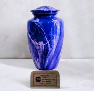 Urna de Metal Antigua con Adhesivo de Mármol Azul, Estilo Americano/Europeo, Urna Funeraria para Adultos, para Guardar Cenizas, Venta al Por Mayor - Product Image 1