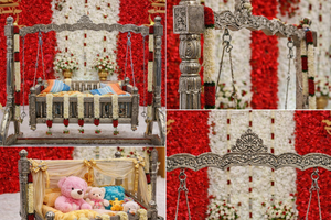 Elegante Cuna Profesional de Madera de Teca para Bodas, Namkaran, Vidhi, Ceremonia de Bautismo, Palna, Decoración para Eventos del Sur de la India, Reino Unido - Product Image 6