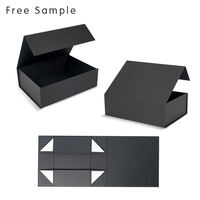 Caja de Regalo Magnética de Lujo con Logotipo Personalizado, Caja de Embalaje de Cartón Rígido Plegable Negra, Caja de Regalo de Papel Premium