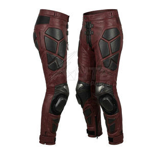 Pantalones de Motocicleta Unisex de Cuero Rojo con Paneles Protectores Negros y Rodilleras, Cómodos y Transpirables para Todas las Estaciones, Ropa de Carreras - Product Image 6