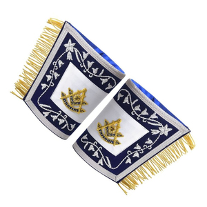 Guantes Masónicos de Alta Calidad con Puños Blancos, Guantes de Francmasonería con Símbolo de Compás y Escuadra Bordado, Puños de Algodón - Product Image 2