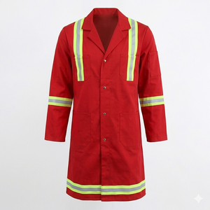 Blouse de laboratoire en coton FR respirant, résistant au feu, avec sangles réfléchissantes - Product Image 1