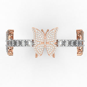 กำไลข้อมือรูปผีเสื้อเพชรเลี้ยงในห้องปฏิบัติการทรงบริลเลียนท์ ทองคำแท้ 14 กะรัต คลาสสิกสำหรับผู้หญิง RIZTA JEWELS รับรองโดย IGI สำหรับวันครบรอบ - Product Image 2