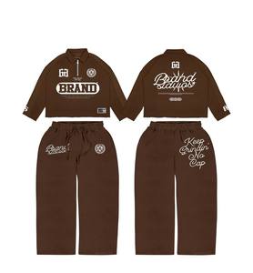 Conjunto de chándal acampanado personalizado para hombre, estilo urbano, con estampado 3D en relieve, sudadera con capucha y pantalón jogger, bajo sin rematar, diseño gráfico, venta al por mayor - Product Image 2