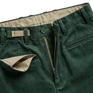 <b>Men's</b> Dark Green <b>Slim</b> <b>Fit</b> <b>Joggers</b> Mid Waist Elastic Closure Contrasting Stitching Polyester/Cotton Summer Lightweight - Product Image 3