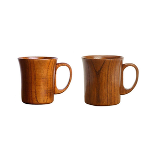 Wooden Tea <b>Cups</b> Cylinder Shape Minimalist Design With Handle For Modern Home Use with finishing art - Product Image 1