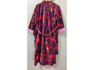 Robe Kimono Longue en Velours Tricoté Imprimé de Luxe, Épaisse, pour l'Automne et l'Hiver, Peignoir de Demoiselle d'Honneur, Robe de Chambre pour Femme, Violet - Product Image 1
