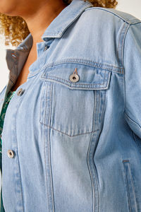 เสื้อแจ็คเก็ตยีนส์ผู้หญิงแบบมีกระเป๋าหน้าอกคู่ สไตล์ทรัคเกอร์แบบดั้งเดิม - Product Image 5