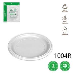 Barquette alimentaire jetable en plastique 28cm PLATO LLANO REDONDO BLANCO Contenant réutilisable 1004R - Product Image 3
