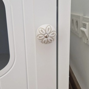 Ceramic Door Knobs White Beige Solid Pattern Modern Farmhouse Kitchen Drawer <b>Pull</b> Handle Handcrafted Multi-piece Package - Product Image 4