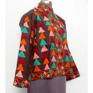 Chaqueta Acolchada de Algodón Indio con Bordado para Mujer, Otoño/Invierno, Ecológica, Transpirable, Manga Larga, Cuello Mandarín - Product Image 4