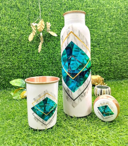 Bouteille d'eau en cuivre émaillée imprimée, qualité supérieure, très vendue, pour usage personnel, cadeau, bouteille d'eau en cuivre émaillée imprimée, fabriquée à la main - Product Image 2