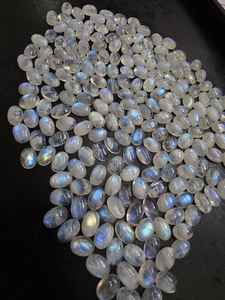 Piedra lunar arcoíris natural, cabujón ovalado con reverso plano, gemas calibradas A+ para la fabricación de joyas - Product Image 4