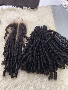 Unprocessed Virgin 100% Vietnamese Human Hair <b>Curly</b> <b>Bundles</b> Weft With Wholesale Price From Factory Hair Extensions - Product Image 3