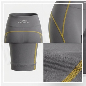 Leggings de Yoga North Approach de Cintura Alta y Largo Completo con Franja Lateral, Sin Costuras, Elásticos en Cuatro Direcciones, Color Gris - Product Image 4