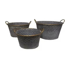Jardinière galvanisée tendance, pot de fleurs décoratif en métal pour plantes d'intérieur, décoration de salon et de jardin - Product Image 2