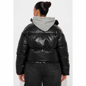 Warm Puffer <b>Jacket</b> Women Shiny Stand Collar Long <b>Sleeve</b> Solid Zipper Pocket <b>Short</b> Female <b>Jacket</b> - Product Image 6