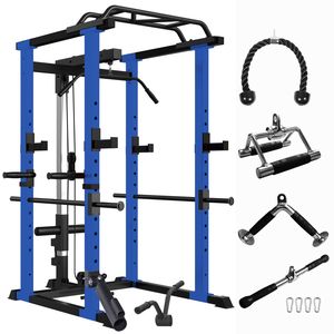 7ft regolabile per accessori da palestra con barra olimpionica per casa Fitness Power Cage con capacità di 1000Lbs con stazione multifunzione completa - Product Image 2