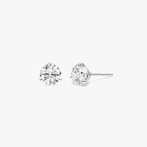 Pendientes de Diamante Cultivado en Laboratorio con Certificación IGI, Claridad VVS2, Corte Redondo, Montura de Garras, Estilo Martini, Oro Blanco de 14K con Baño de Rodio, Modernos - Product Image 3
