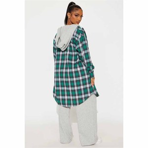 Boxy Long Sleeve Plaid <b>Shirt</b> Men Casual Flannel 100 Cotton Full Sleeve Autumn <b>Collarless</b> Open Stitch Woven Patterned <b>Shirts</b> - Product Image 2