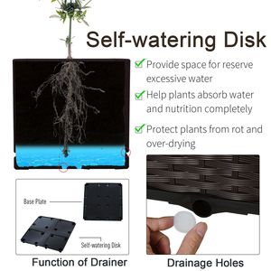 Kit Fai-da-Te per Aiuola Rialzata Autoirrigante 15x15 Marrone Smaltato dal Design Classico con Vasi in Plastica con Drenaggio - Product Image 5
