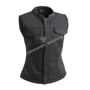 เสื้อกั๊กผ้าแคนวาสคุณภาพสูงสี่ฤดู รุ่นคลาสสิก 100% ผ้าฝ้าย สำหรับผู้หญิง สไตล์ลำลอง ขี่มอเตอร์ไซค์ มีกระเป๋าหลายช่อง - Product Image 1