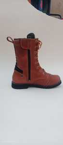 Botas largas hasta el tobillo para mujer, botas de moda con cordones, zapatillas de cuero, zapatos con cierre de cremallera - Product Image 5