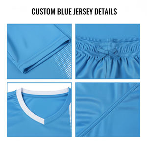 Men's Blue V-Neck <b>Soccer</b> Jersey Short Sleeve Moisture Wicking Gradient Design Regular Fit Adult Sports Apparel - Product Image 5