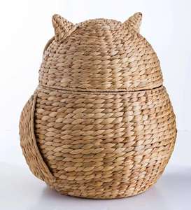 Panier en jacinthe d'eau tissé à la main en forme de hibou, panier de rangement artisanal, vente en gros, fabriqué par VgreenArt au Vietnam - Product Image 3