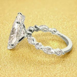 Bague en Moissanite taille Marquise en Argent Sterling 925 Plaqué Or 14K, Luxe et Élégance, pour Fiançailles, Mariage, Fête, Promesse, Cadeau - Product Image 3