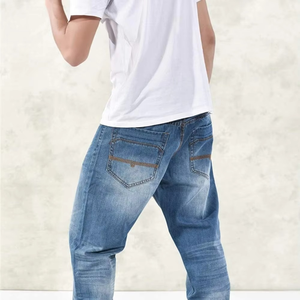 Jeans Casuales de Algodón para Hombre, Estilo Urbano, Unisex, Extra Holgados, Rectos, Azules, de Pierna Ancha, Pantalones de Mezclilla - Product Image 2