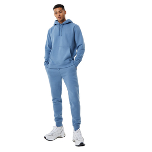 Conjunto Deportivo Azul Sólido para Hombre al por Mayor, Sudadera con Capucha y Pantalones Deportivos de Algodón con Cintura Elástica para Uso Casual de Otoño - Product Image 1