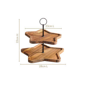Soporte de Madera para Pastel en Forma de Estrella de 2 Niveles, Expositor de Postres Hecho a Mano para Fiestas, Bodas, Panaderías y Cafeterías - Product Image 6