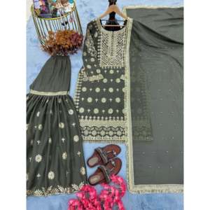 Designer Women's <b>Top</b> & Dupatta Set Elegant <b>Party</b> Wear Plazzo Look - Product Image 1