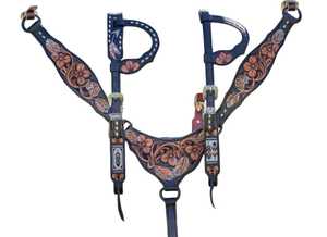 Plume usiné perlé cheval Tack ensemble complet tête poitrine plaque en cuir véritable léger saisonnier cheval débarrasser équipements - Product Image 1