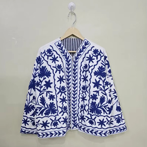 MONIT MARKETING Velvet Suzani Bomber <b>Jacket</b> Hand Embroidered Boho Vintage Short Coat <b>Reversible</b> Free Size Ethnic Wear - Product Image 1