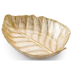 Bol de service en métal doré de luxe, grand bol à fruits décoratif en laiton, bol à salade artisanal en forme de feuille pour la décoration d'hôtel et de maison - Product Image 1