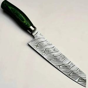 Cuchillo de Chef de Acero de Damasco de 13 Pulgadas Hecho a Mano por Ahmad Fabric con Funda de Cuero y Mango Hermoso Personalizable - Product Image 3