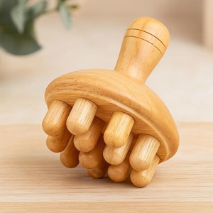 Masseur facial Gua Sha en bois rustique écologique avec artisanat en bois d'acacia massif pour la relaxation musculaire - Cadeau du Nouvel An - Product Image 3