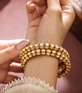 Elegant Gold Plated Crystal Bangle Set Women's Classic Wedding Jewelry Alloy Bangles Bezel Setting Style China - Product Image 1