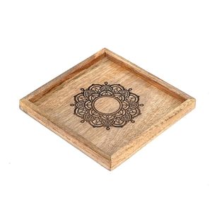 Bandeja Cuadrada de Madera para Servir Café con Diseño Escrito, Utensilios de Cocina Ecológicos, Decoración Premium Natural, Multiusos - Product Image 3