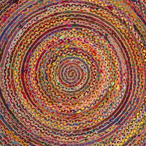 Tapis en tissu recyclé personnalisés avec des volants en tissu multicolores de couleurs assorties, adaptés aux magasins de décoration intérieure - Product Image 1