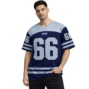 Camiseta de Fútbol Americano Personalizada con Paneles a Rayas, Cuello en V Extra Grande, Malla Transpirable, Mangas Cortas, Ropa Deportiva para Equipos, Proveedor OEM - Product Image 4