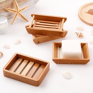 Bandeja cuadrada de madera natural para jabones, soporte para jabones pequeños, platos de almacenamiento de jabón de bambú respetuosos con el medio ambiente - Product Image 5