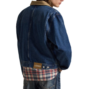 Premium Winter Solid Denim Corduroy Collar Trucker <b>Jacket</b> Men Vintage Workwear OEM Custom Heritage Front Americana Outerwear - Product Image 3