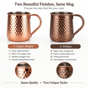 Mug en alliage de cuivre, capacité 18 oz, finition martelée, style classique, vaisselle unisexe - Product Image 5