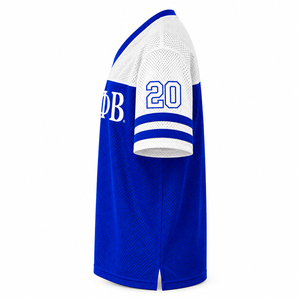 Zeta Phi Beta Mesh V-Neck T-Shirt Blue White Color Block <b>Short</b> Sleeve Men's Sporty Casual Wear Breathable Regular Fit - Product Image 3
