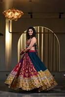 Vestido Tradicional Étnico Lehenga Choli para Mujer, con Espejos y Estampado Floral, Largo hasta el Suelo, para Bodas, Fiestas, India, Pakistán